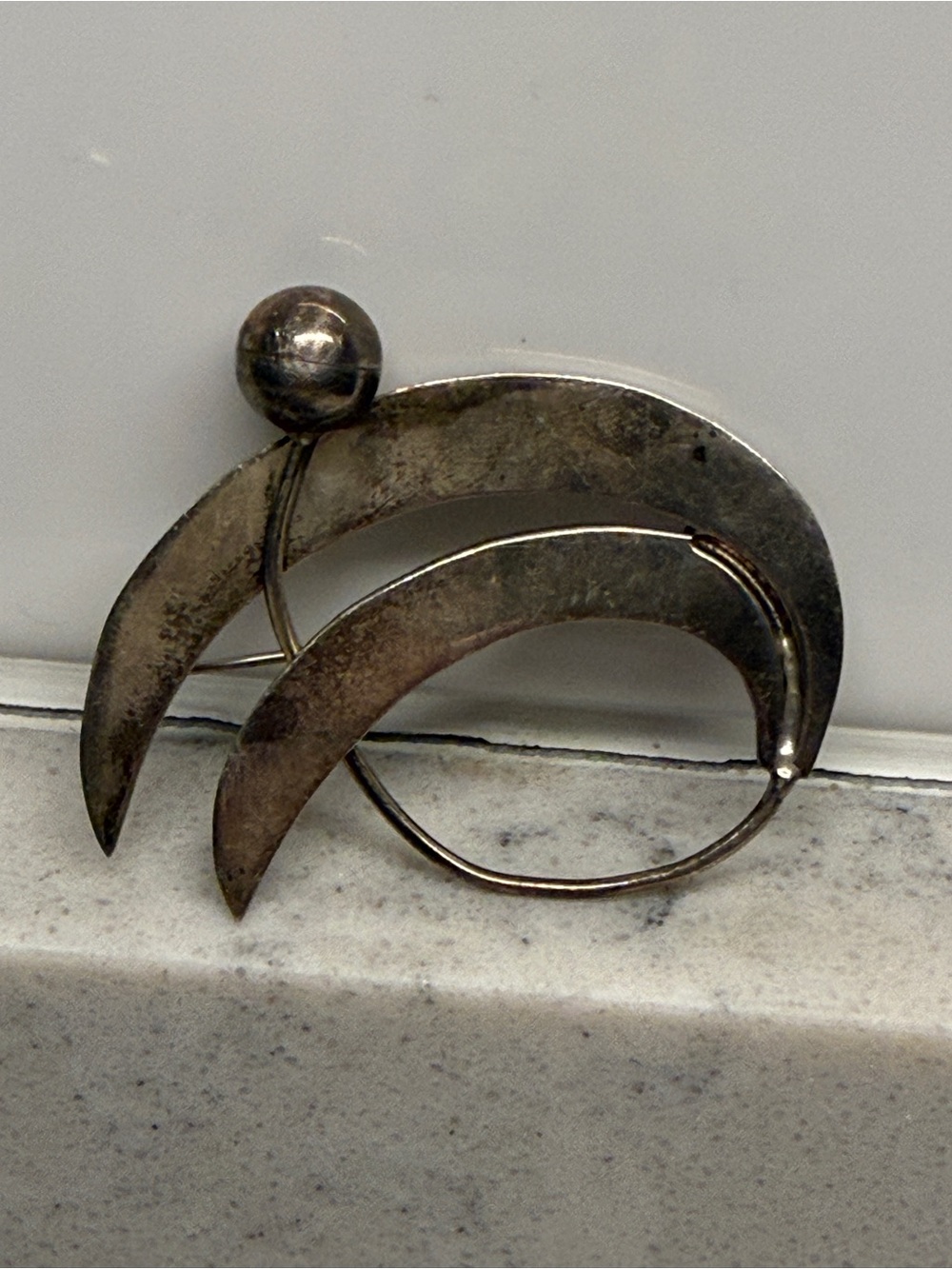 Vintage Mexican 925 Sterling Silver Crescent Statement Brooch Pin – Sculptural D